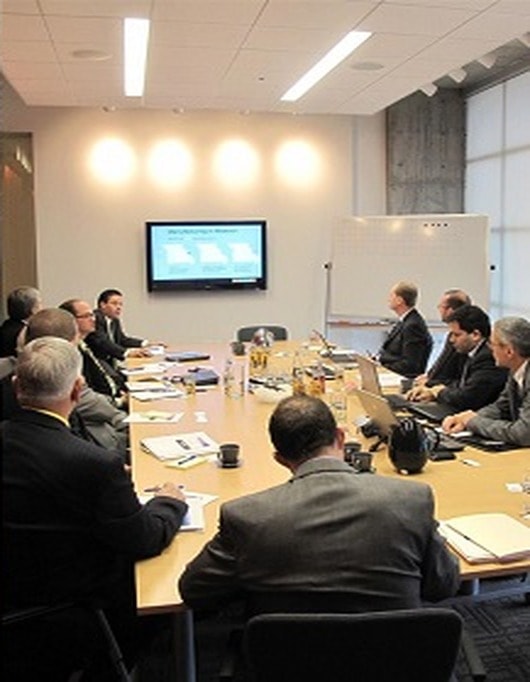 Negotiation meeting in a conference room
